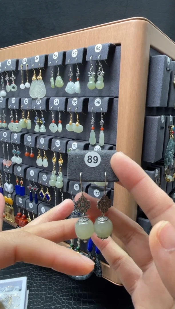 【闪购商品】和田玉耳饰银S925镶嵌0089