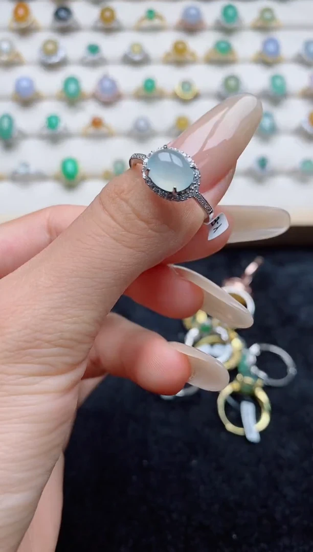 翡翠戒指银S925镶嵌.