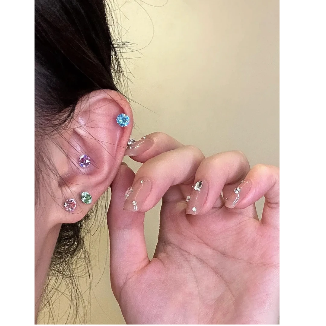 钛钢耳饰 钛钢耳饰 超闪4mm 华子耳骨钉耳蜗钛钢耳钉