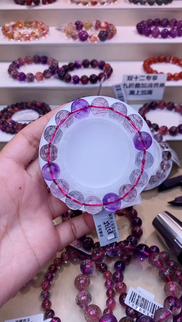 未镶嵌手串水晶黑加仑超七单圈12m+