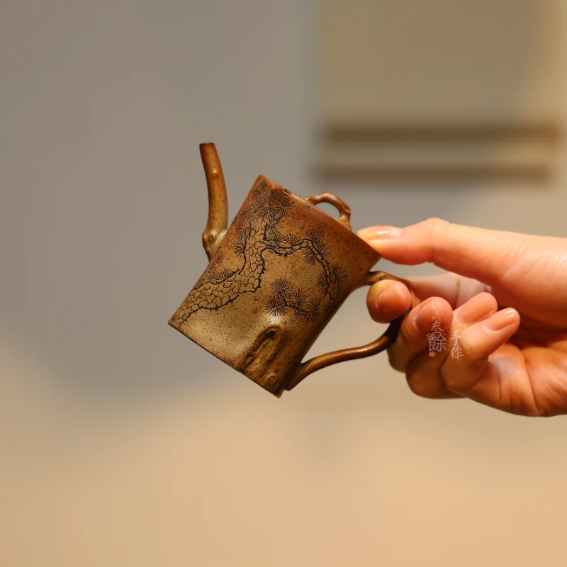 知餘造器 松风松桩紫砂壶宜兴紫砂壶原矿段泥柴烧110CC家用茶壶