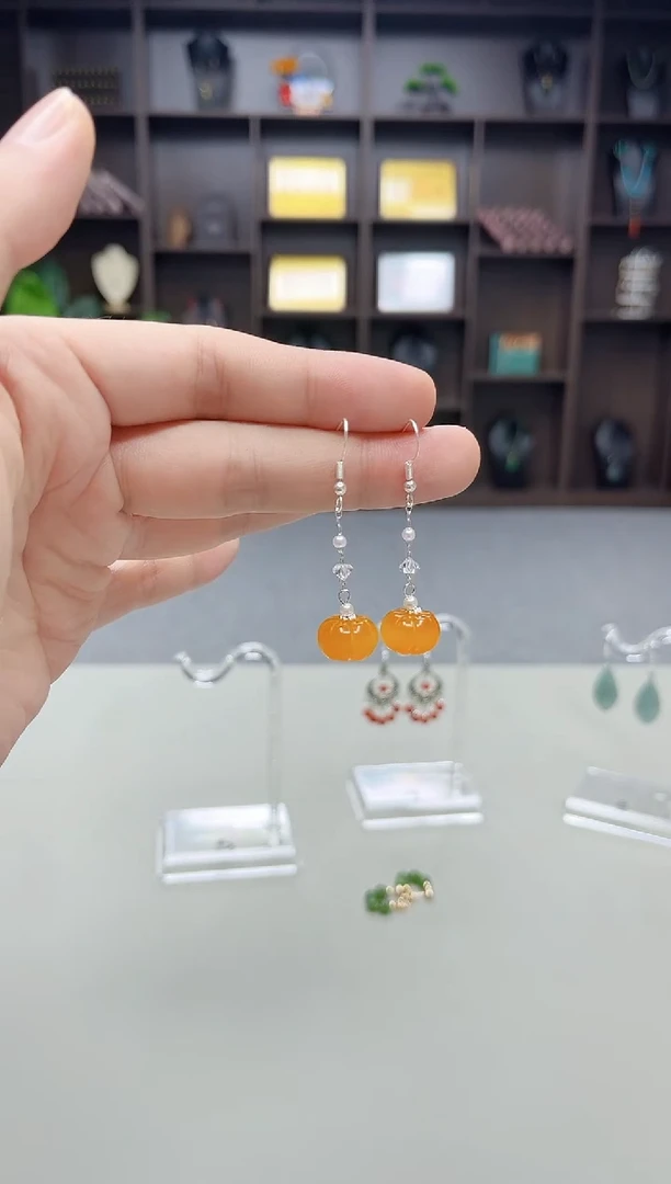银S925镶嵌耳饰玛瑙/玉髓W06