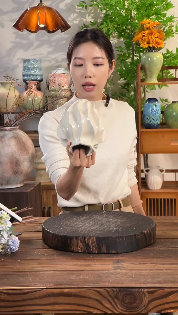 【丝瓜纹小号花瓶】创意简约陶瓷花瓶摆件装饰家居样品房花器