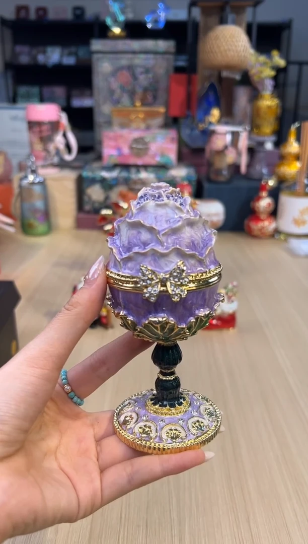 194七宝紫色玫瑰花高脚蛋