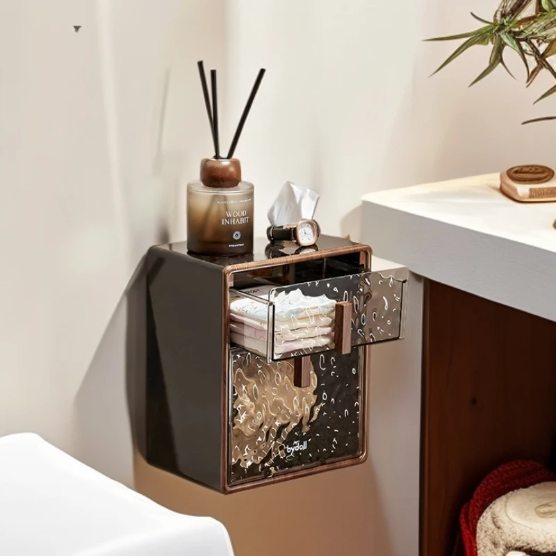 卫生间厕纸盒厕所纸巾盒抽纸盒卫生间置物架免打孔防水壁挂卷纸架