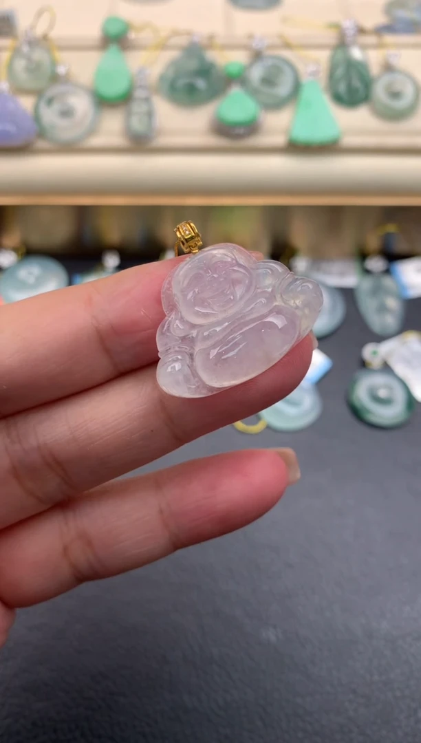 翡翠18K金镶嵌颈饰Q163