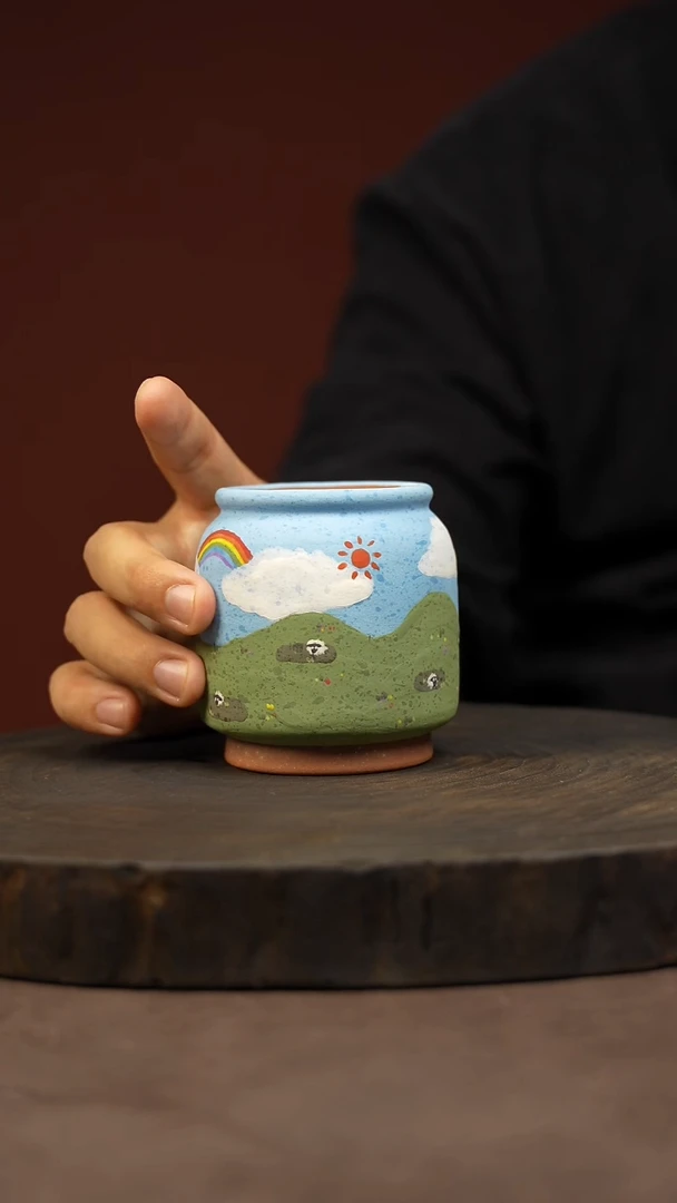 国盆煅物手绘多肉花盆