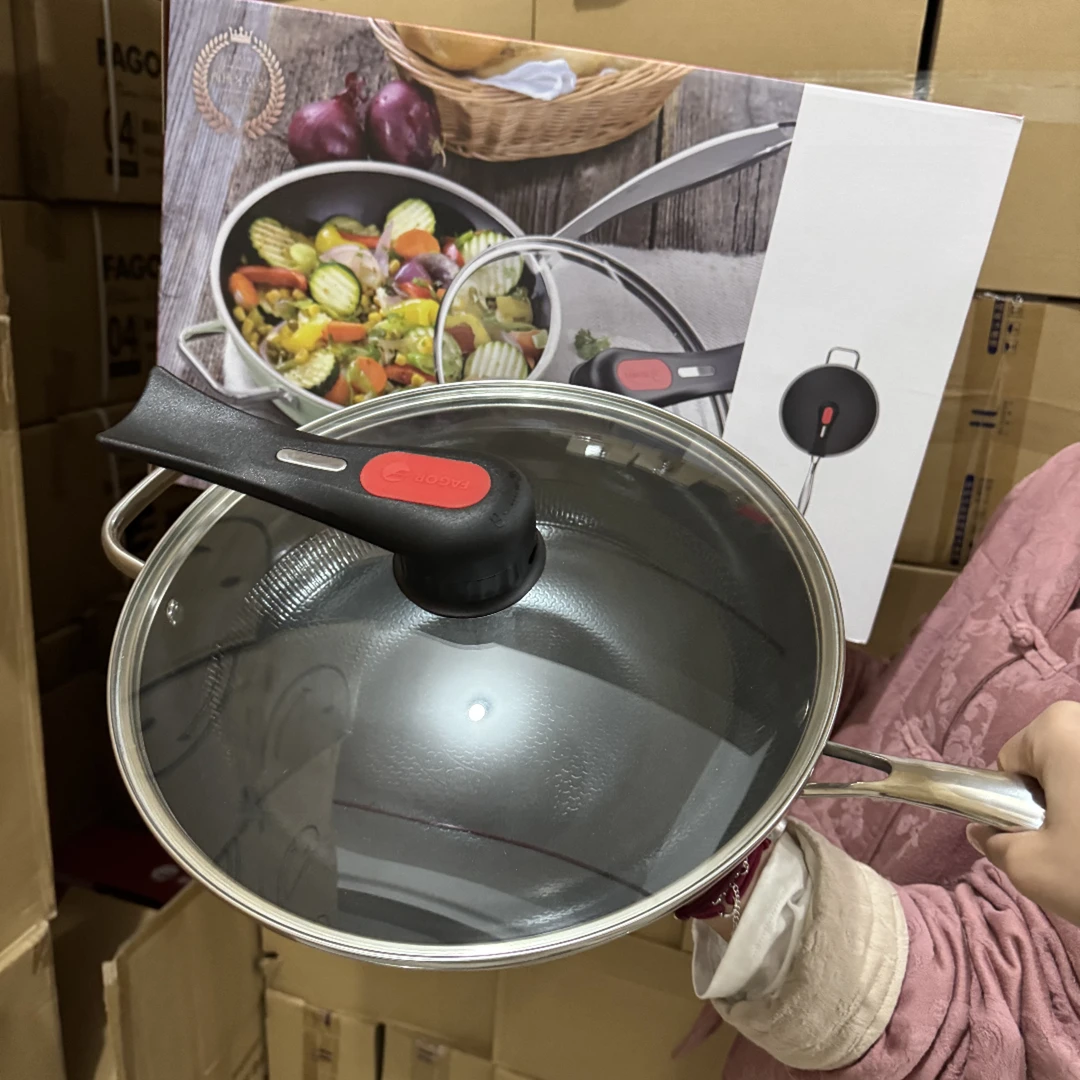 炒锅家用炒菜铁锅健康锅燃气灶家用锤纹炒菜锅