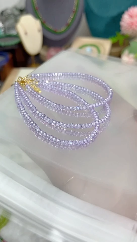 【闪购商品】锂辉石紫锂辉手链银S925镶嵌方45