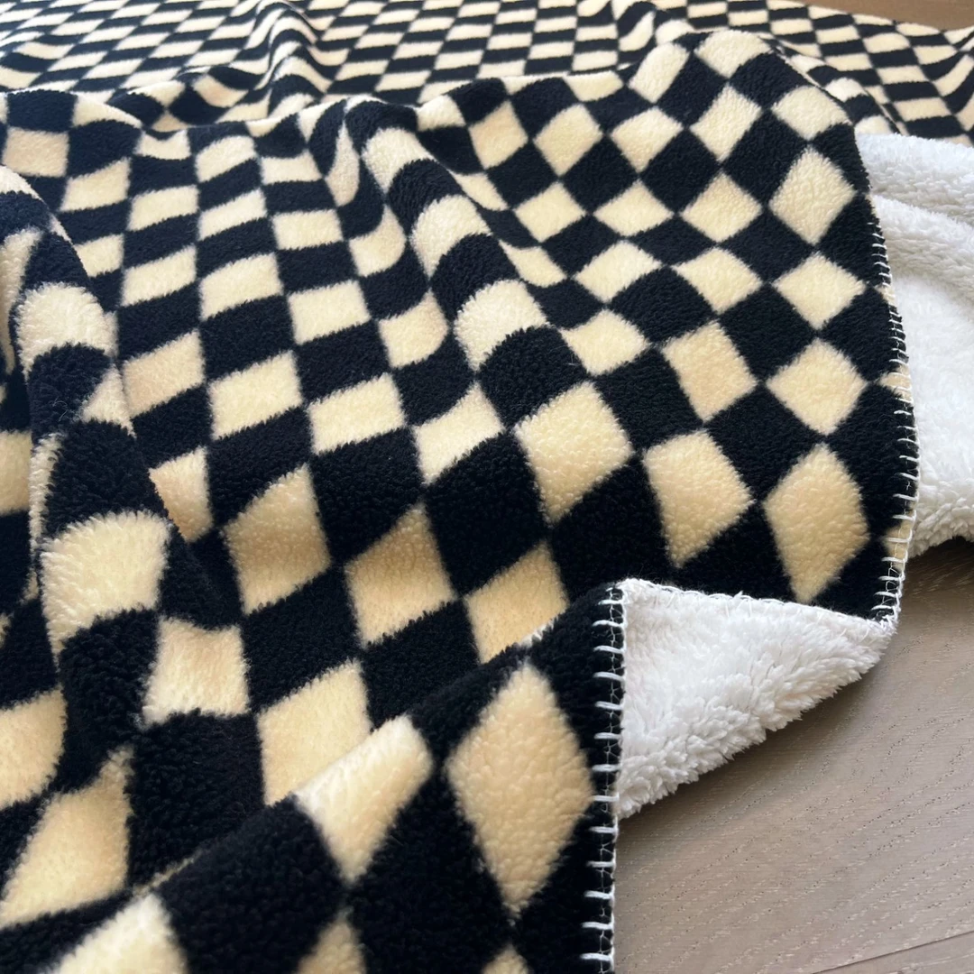 轻奢风加绒加厚双层复合保暖毛格子毯盖毯床单休闲毯午睡毯