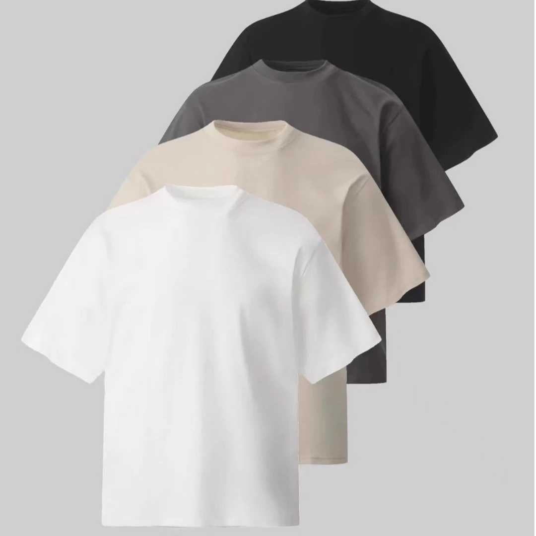 （1号）重磅小领口国潮牌T恤美式街头刺绣印花短袖男夏季宽松情侣