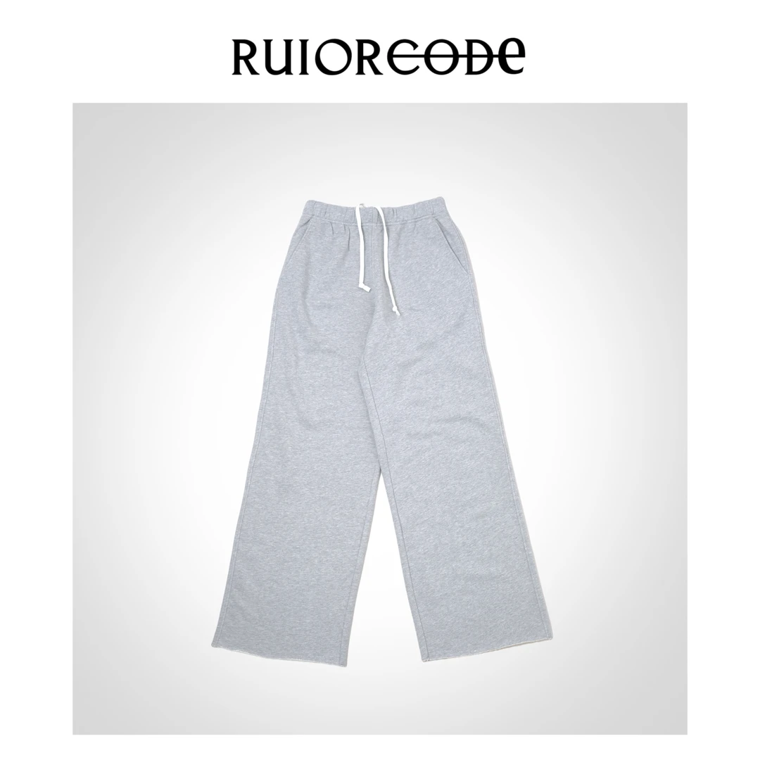 【RUIORCODE】花灰松紧腰无锁边圈棉直筒卫裤 理性消费！！