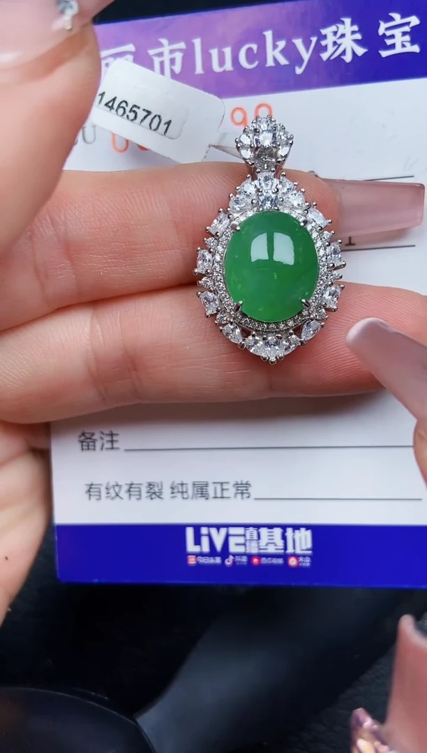 翡翠银S925镶嵌颈饰2290