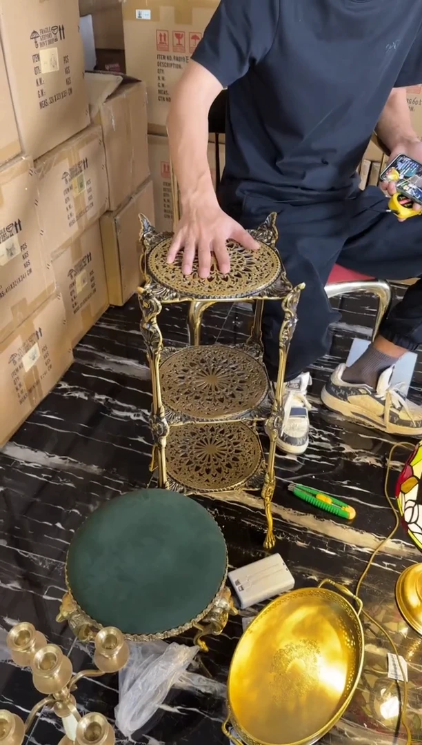 【闪购商品】黄铜黛姿家居新款三层铜架子