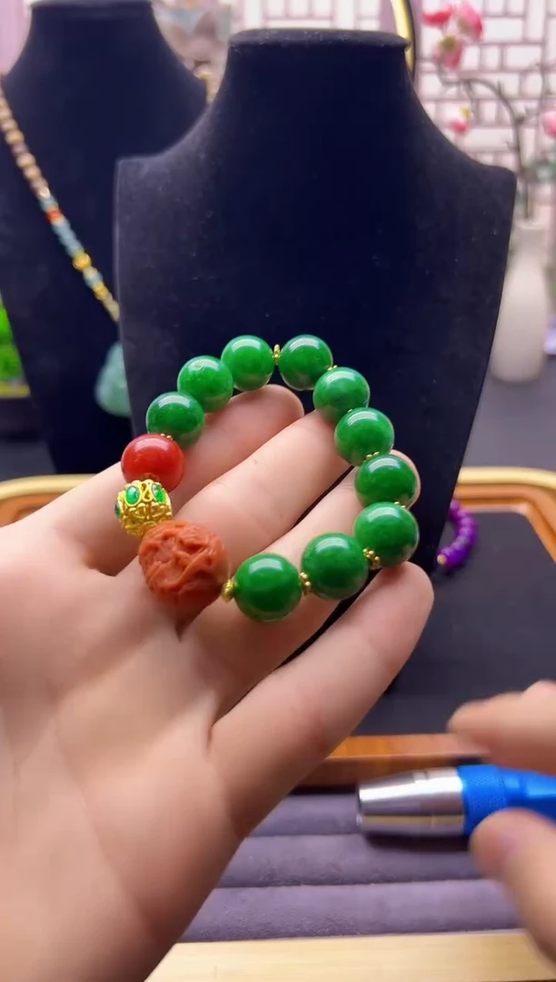 【闪购商品】翡翠手链14K金镶嵌S168