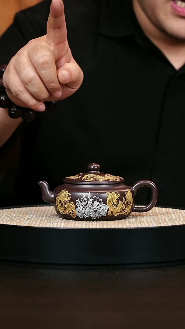 茶壶紫砂扁晨 紫泥
