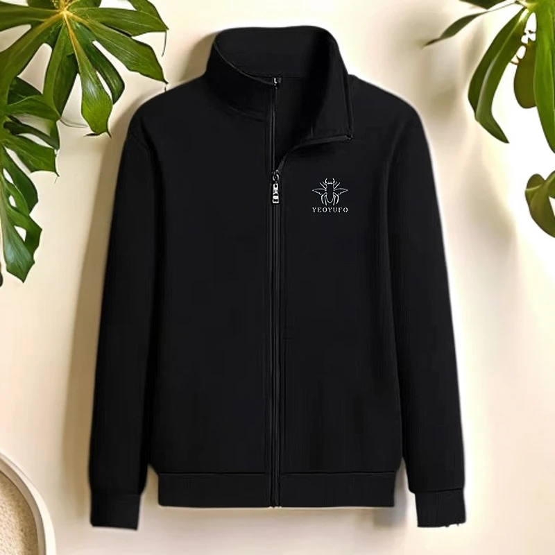 男士外套春秋款开衫夹克立领工作服胖子大码宽松卫衣运动休闲上衣