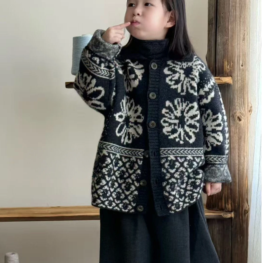 PEACH2025新款冬款时尚儿童毛衣洋气复古休闲9006