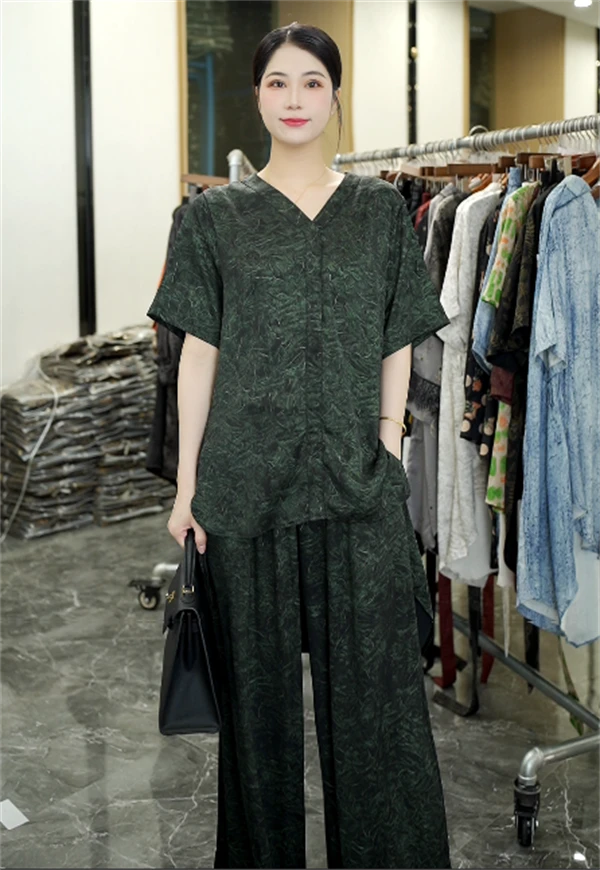 高奢严选丨梦亭丨夏季新款时尚气质短袖大码中长款套装-40813#
