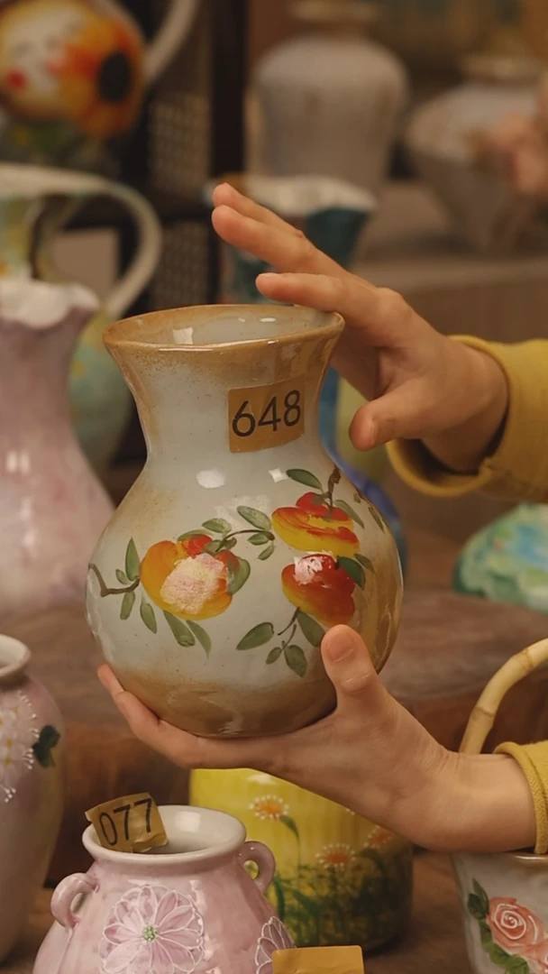 陶瓷景德镇设计师手作花器摆件侘寂风@M648@