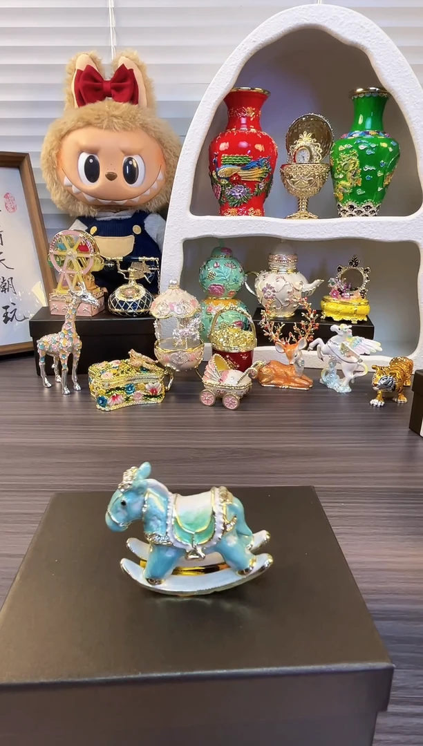 七宝烧珐琅彩 首饰盒 复古小摆件 送人送礼个人收藏  摇摇马