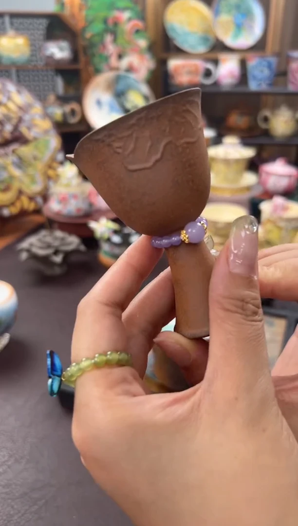 素慕堂粗陶荷花美人高脚杯