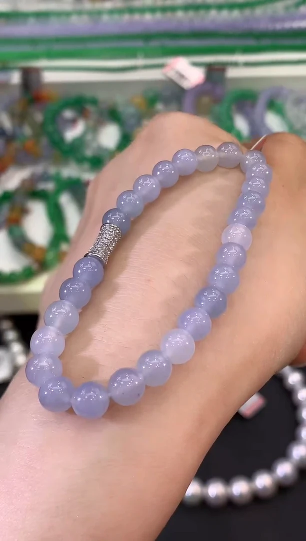 未镶嵌手串翡翠B77 紫货有色差