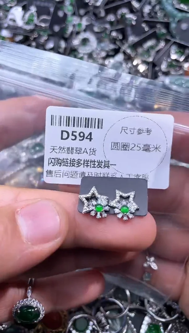 【闪购商品】翡翠颈饰未镶嵌D594耳钉