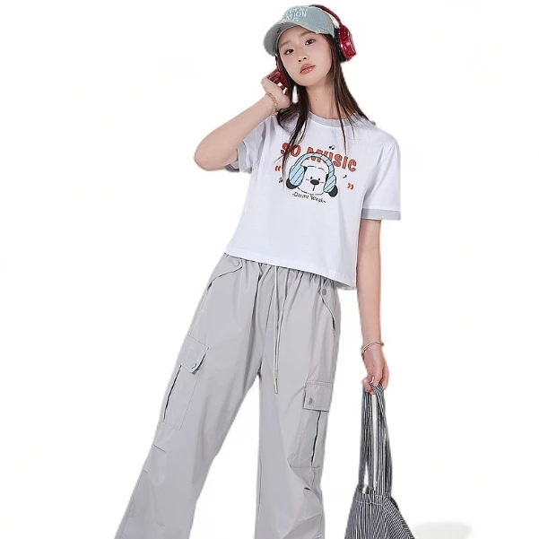 【凉感工装裤】女大童薄款工装时尚夏季2025新款速干防蚊透气休闲裤