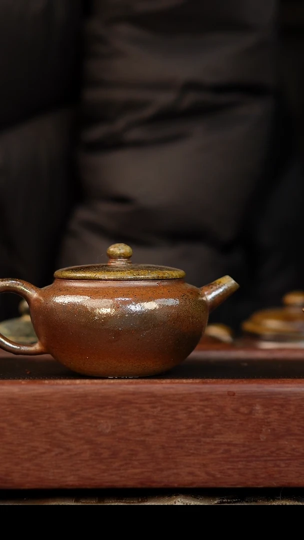 茶壶紫砂柴烧紫砂 段泥扁晨200cc