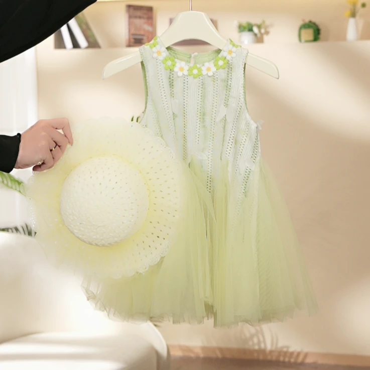 【现货】女童夏纱裙网纱裙公主风连衣裙女宝甜美生日裙子透气SL0223