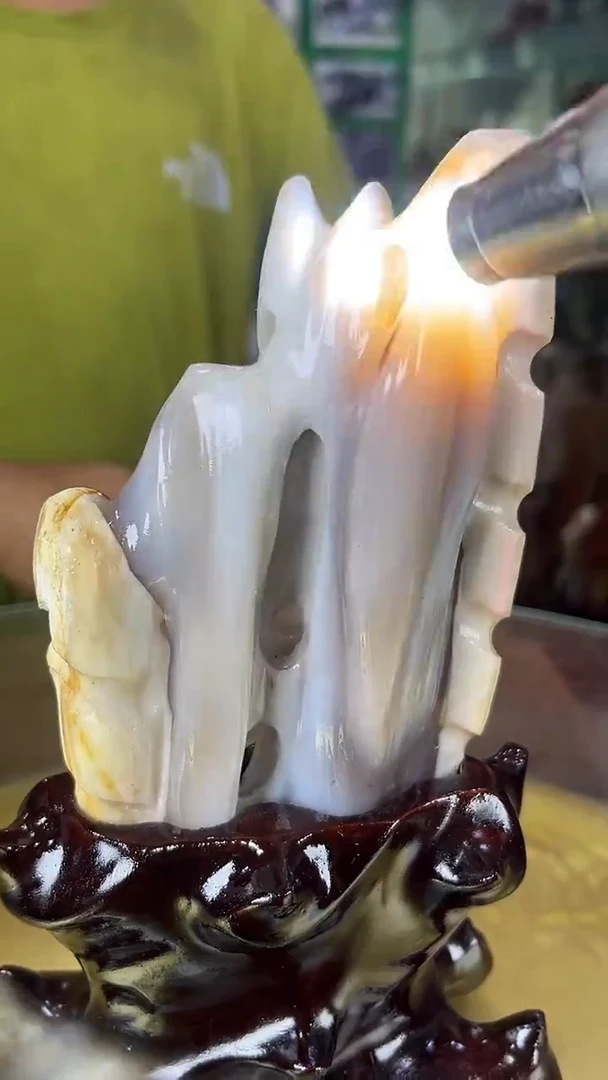 缅甸天然树化玉摆件