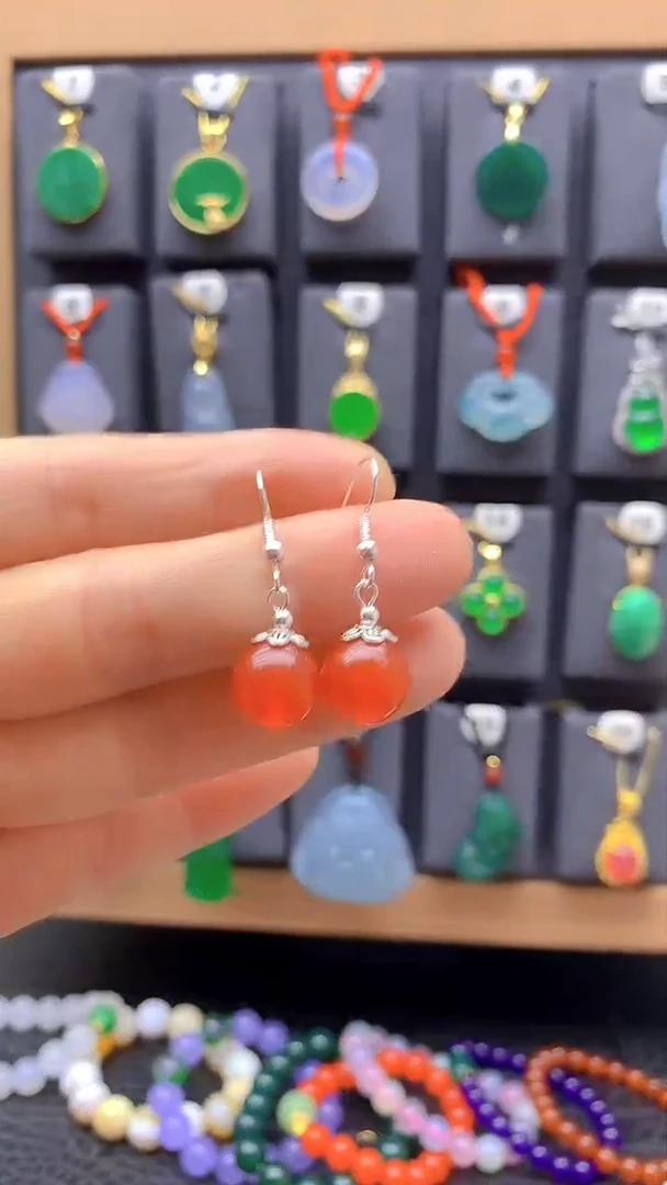 【闪购商品】玛瑙/玉髓耳环银S925镶嵌耳饰