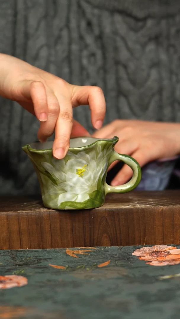 杯釉下彩手工手绘同款陶器