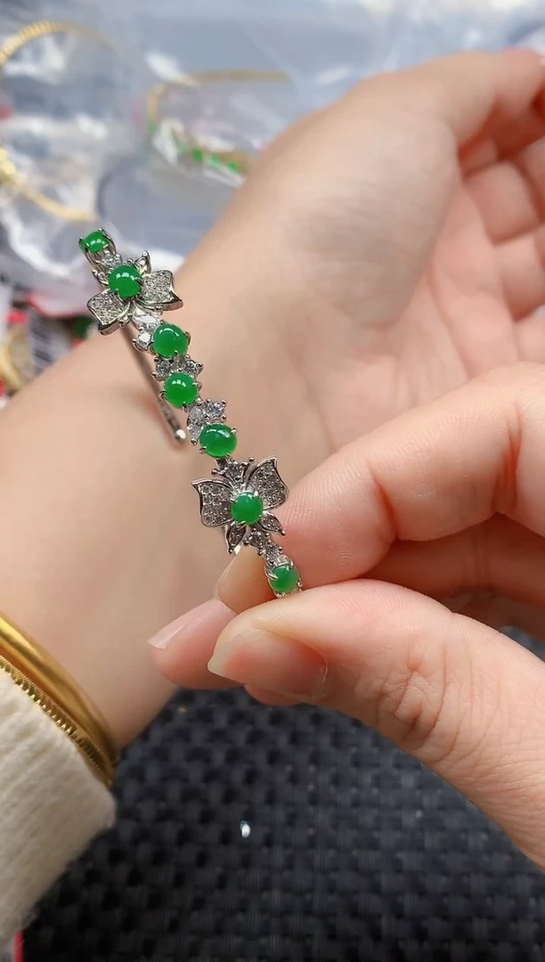 银S925镶嵌戒指翡翠?****࿐天然A货缅甸翡翠