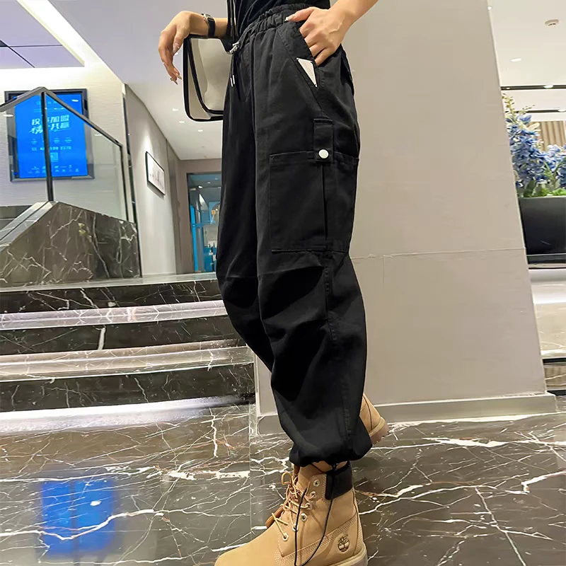 6603潮流裤子潮直筒裤吸汗度假风长裤工装裤裤腿抽绳