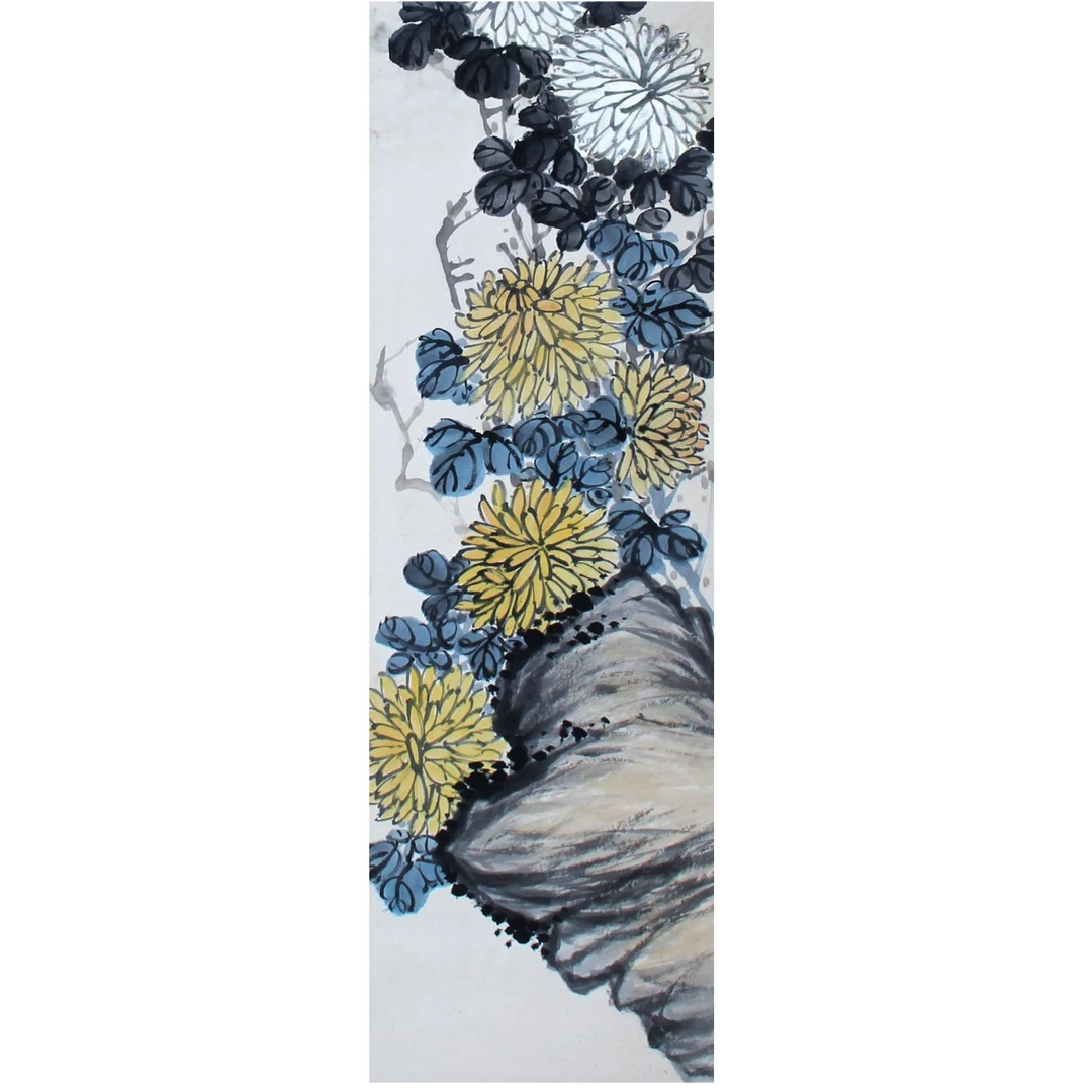 LOT.1669 《花卉》137*34cm 纸本设色立轴