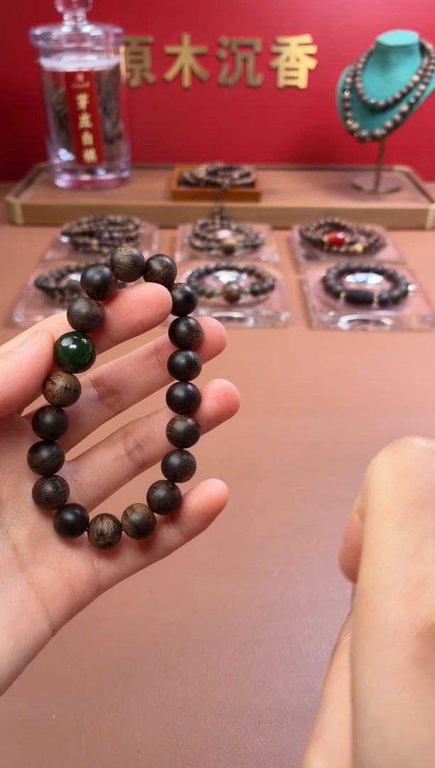 沉香手串沉水越南芽庄黄棋10玉化瘿子瘤疤单圈