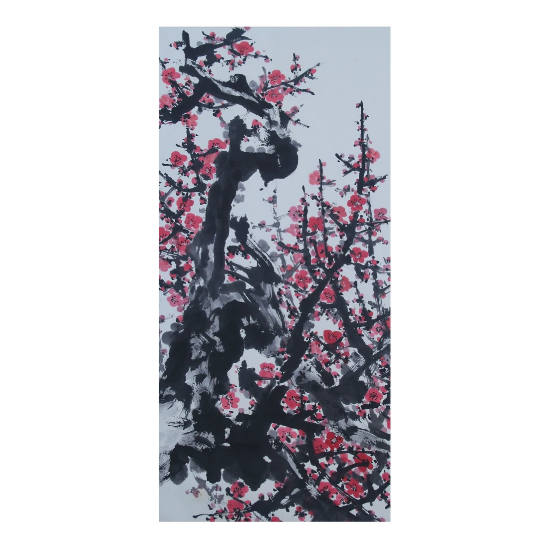 LOT.607 《红梅》124*63cm 纸本设色立轴