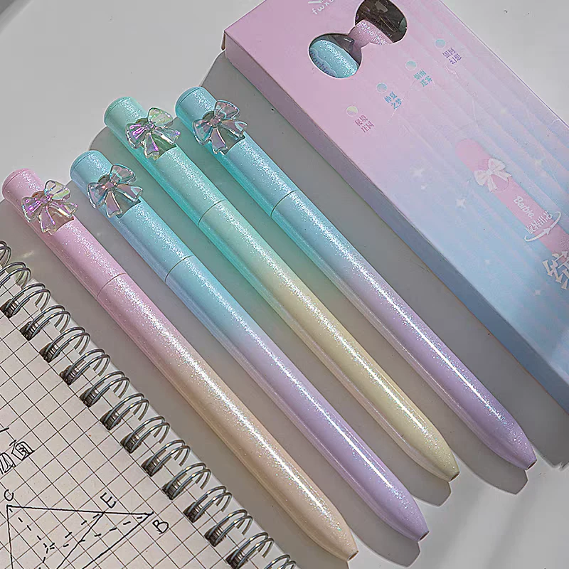 凡物象绽放蝴蝶结旋转高颜值渐变亮闪闪笔杆CS头扭扭笔速干刷题笔