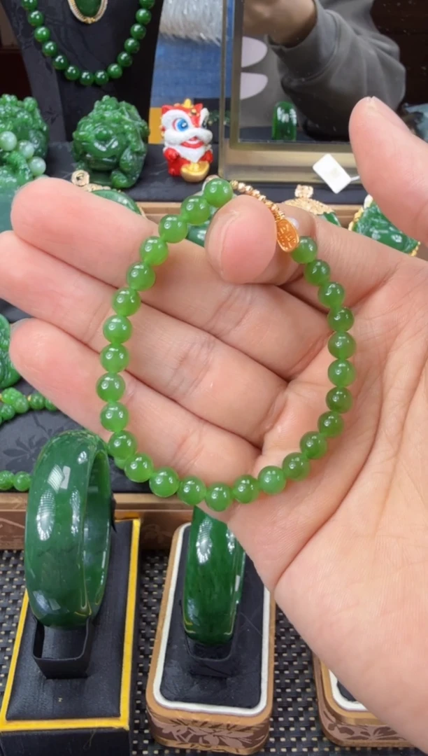 【闪购商品】和田玉（碧玉）手串18K金镶嵌