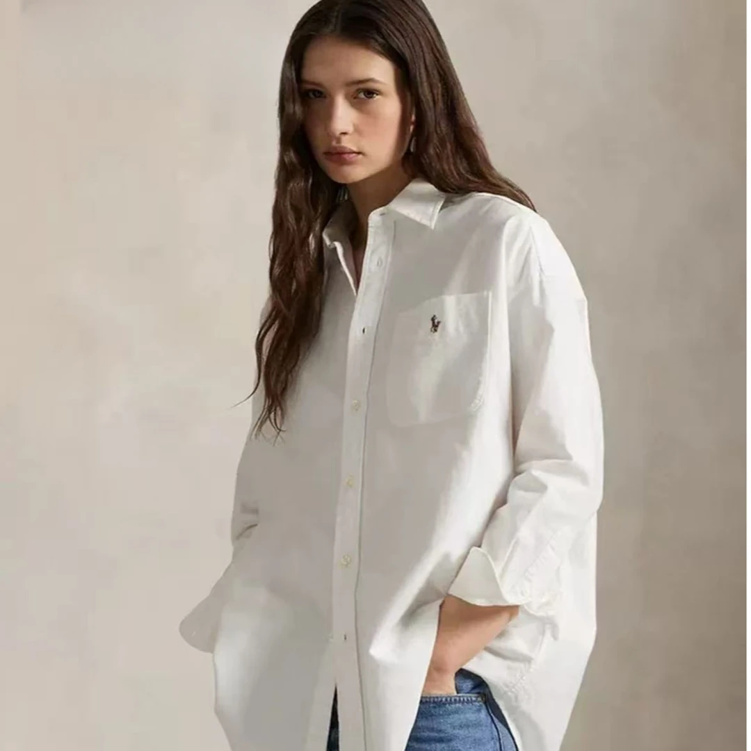 未使用 Ralph Lauren/拉夫劳伦 刺绣徽标廓形长袖衬衫