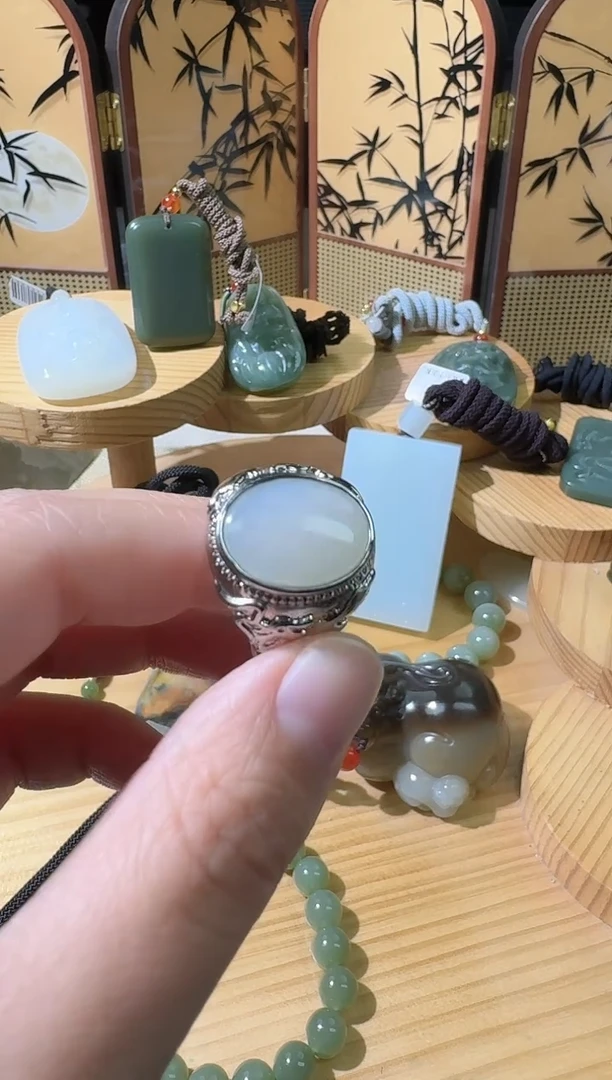 未镶嵌戒指和田玉和田白玉高冰白开口戒