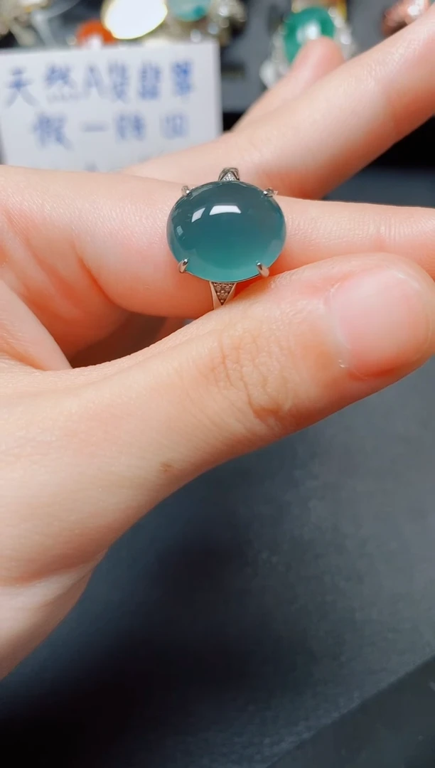 翡翠戒指银S925镶嵌翡翠