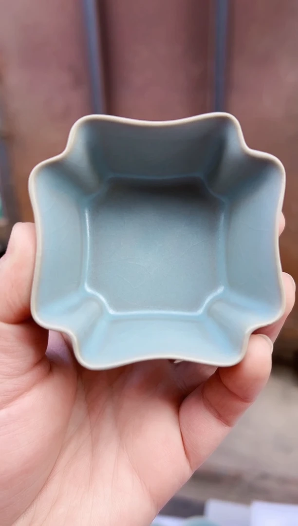 其他瓷古法柴烧汝瓷倭角四方杯