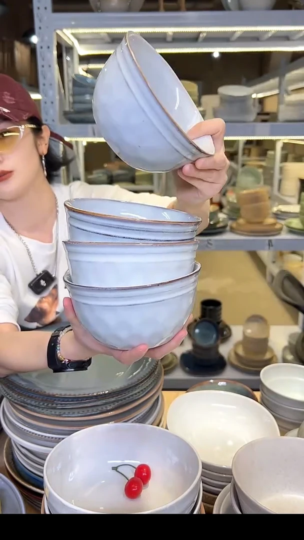 瓷09外贸尾货高温釉下彩陶瓷餐具默认微瑕