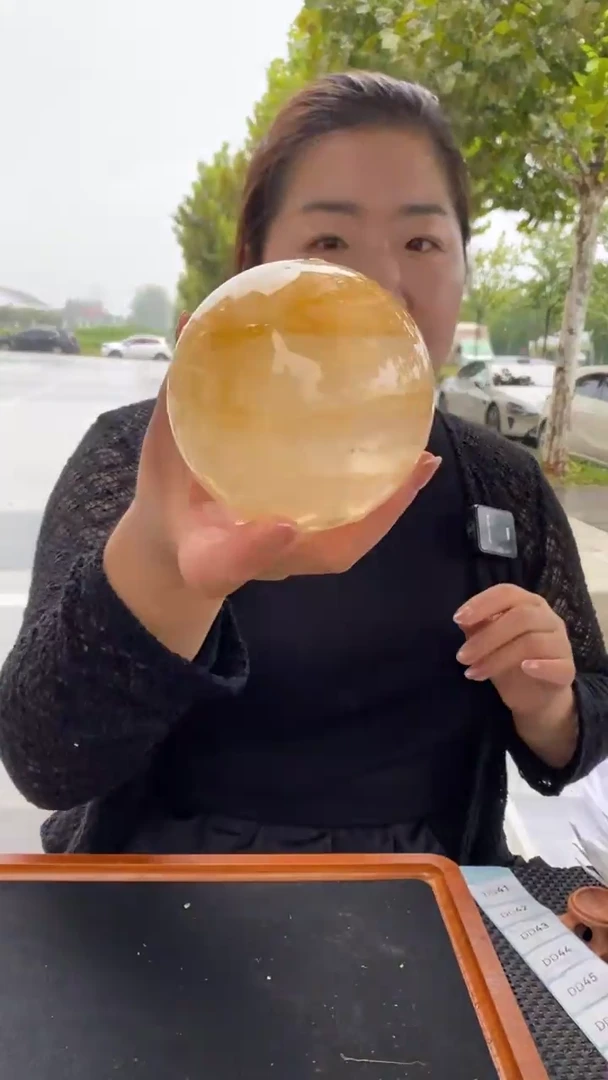 未镶嵌珠宝半成品水晶黄胶花球D41