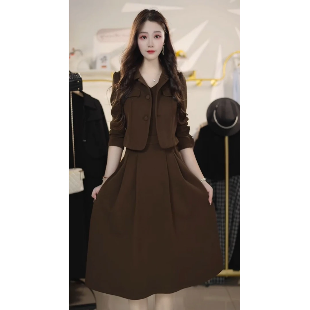 高档新款式连衣裙2025秋冬新款遮肚显瘦时尚洋气百搭裙子Y5409601