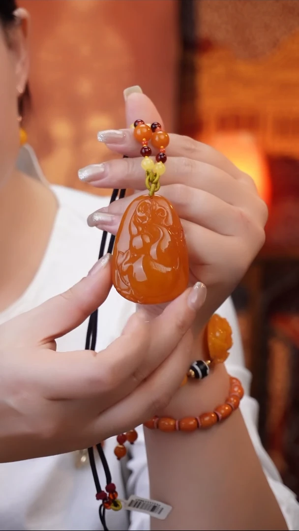 琥珀吊坠(不含链)未镶嵌天然琥珀蜜蜡葫芦吊坠（送绳子）