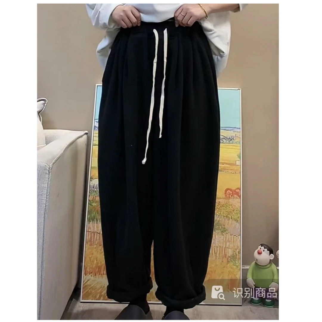 摇粒绒老爹裤女宽松休闲